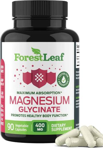 Pure Magnesium Glycinate 400Mg Serving - High Absorption Magnesium Glycinate - Mag Bisglycinate For Stress, Bones, Muscles, Nerves, Sleep, Relaxation & Heart Health, Non Gmo & Gluten Free 90 Capsules