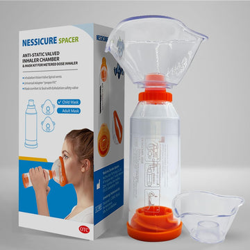 Inhaler Spacer For Adult And Child Or Baby With Mask, Aerosol Chamber Helps Medication Delivery For Asthma And Copd (Yellow, Child Mask)