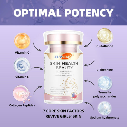 Skin Health Beauty, Collagen Capsules For Beauty, Hair, Skin, Nail &Joint Health, Collagen Peptides, Vitamin C, E, Support Hair Strength & Fullness, Gmp, Made In Usa 60 Capsules