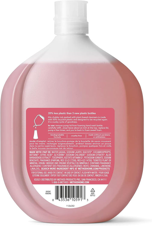 Method Foaming Hand Soap Refill, Pink Grapefruit, Recyclable Bottle, Biodegradable Formula, 28 Fl Oz (Pack Of 4)