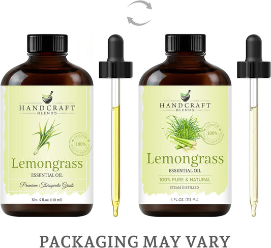 Handcraft Blends Lemongrass Essential Oil - Huge 4 Fl Oz - 100% Pure And Natural - Premium Grade With Glass Dropper