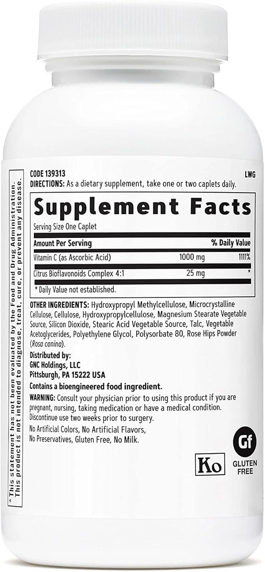 Gnc Vitamin C 1000Mg, Caplets, 90 Ea