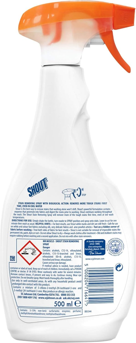 Shout Triple-Acting Stain Removing Spray 500ml : Health & Household