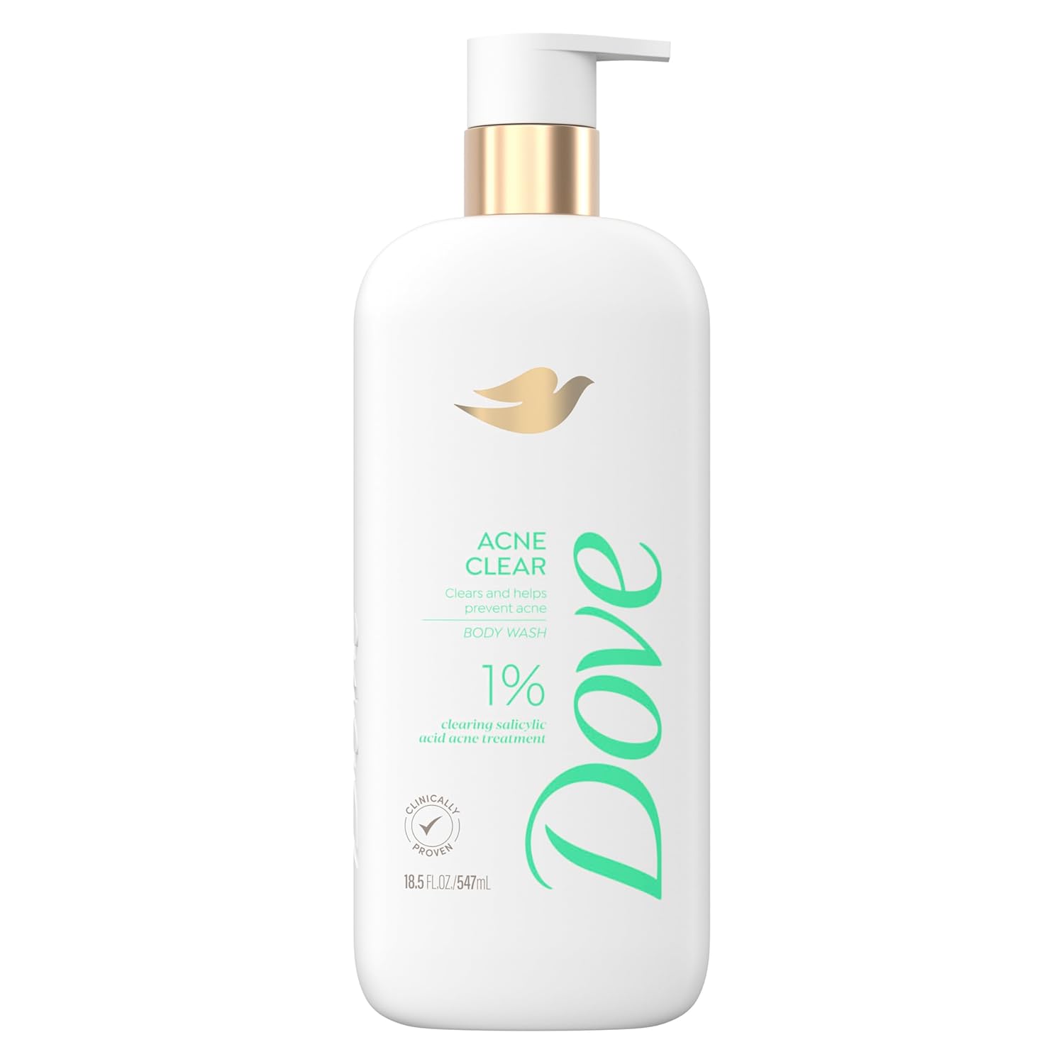 Dove Body Wash Acne Clear Clears & Helps Prevent Acne 1% Clearing Salicylic Acid Acne Treatment 18.5 Oz