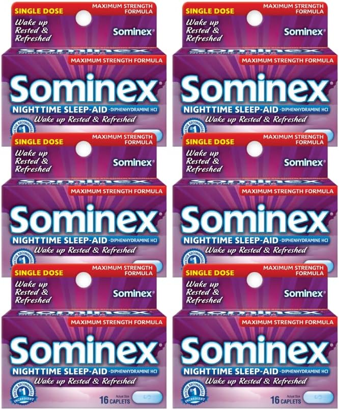 Sominex Nighttime Sleep-Aid Caplets, Maximum Strength (16 Count (Pack Of 6))