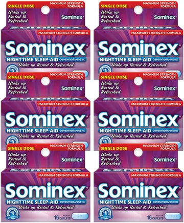 Sominex Nighttime Sleep-Aid Caplets, Maximum Strength (16 Count (Pack Of 6))