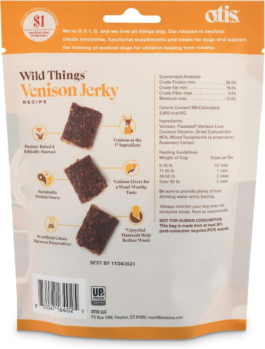 Otis Venison Jerky For Dogs | Protein Packed, Pasture-Raised, Grass-Fed Venison Jerky Dog Treats Healthy Dog Treats - Wild Things | 4 Ounce Bag