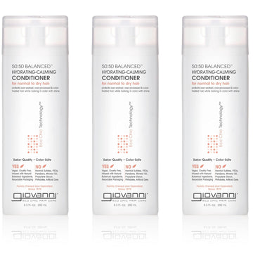 Giovanni Eco Chic 50:50 Balanced Hydrating Calming Conditioner - Leaves Ph Balanced For Over-Processed Hair, Lauryl & Laureth Sulfate Free, Color Safe - 8.5 Oz (Pack Of 3)