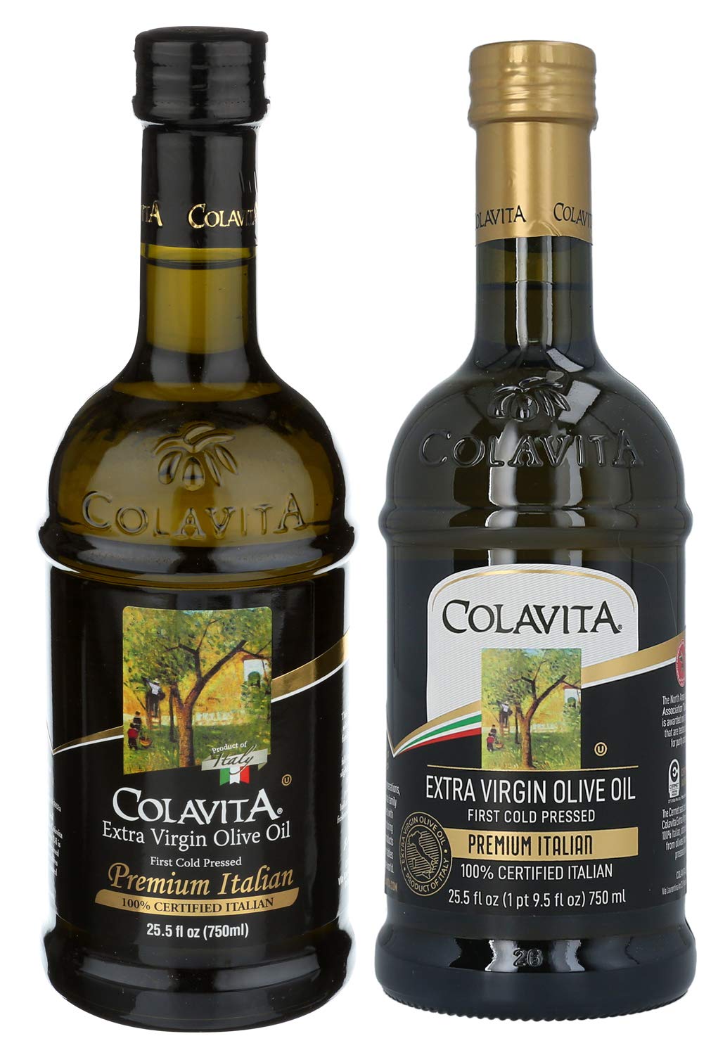 Colavita Premium Italian Extra Virgin Olive Oil, 25.5 Fl Oz (Pack of 2), Glass Bottles - Packaging May Vary