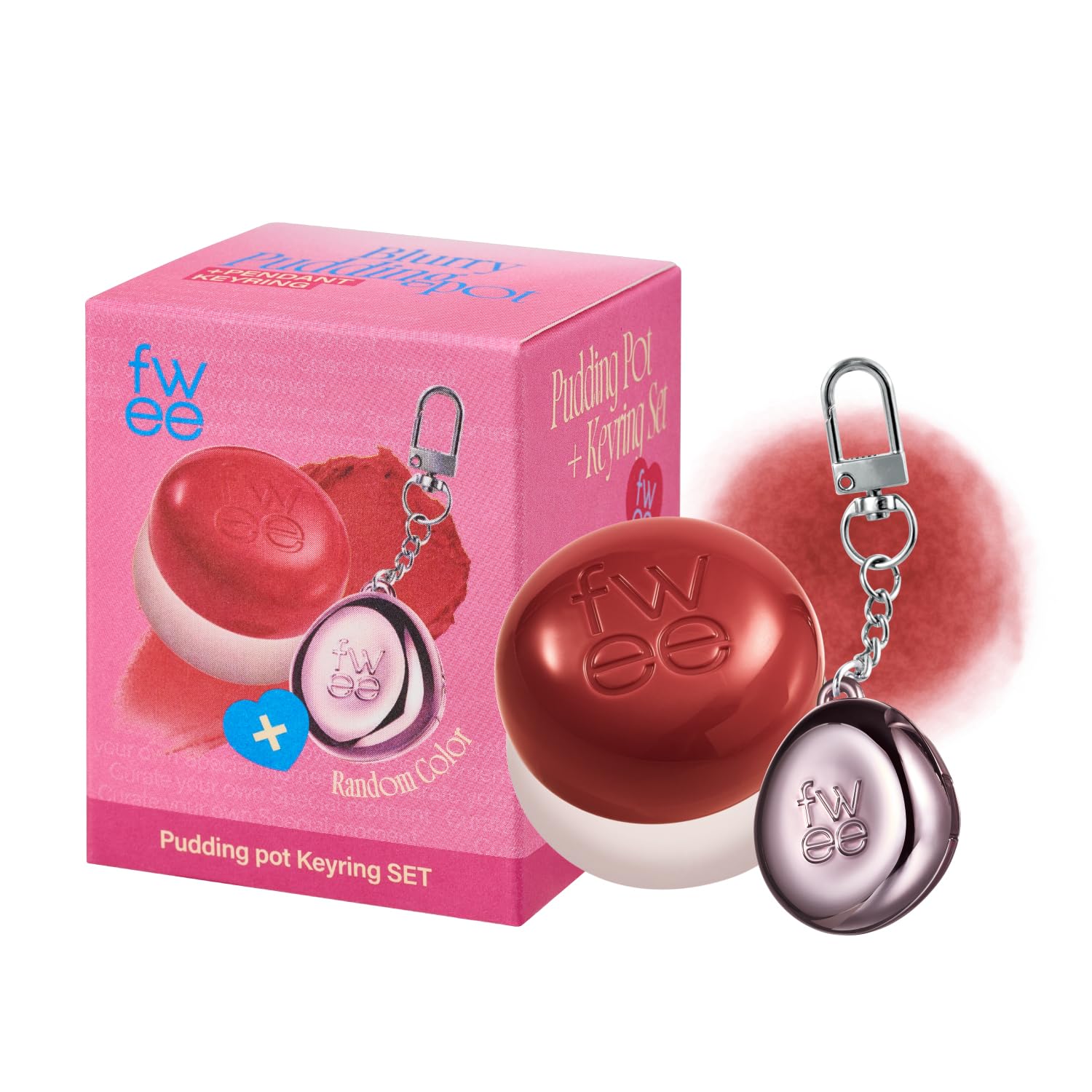 Lip&Cheek Blurry Pudding Pot + Pendant Keyring | Memories | Random Colored Keyring | Makeup Blush, Buildable Lightweight, Multi-Use Soft Matte Finish | 5G