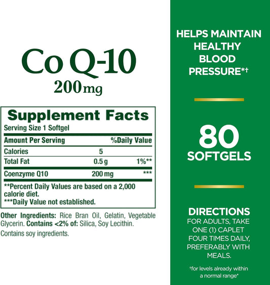 Nature'S Bounty Coq10, Supports Heart Health, Dietary Supplement, 200Mg, 80 Rapid Release Softgels