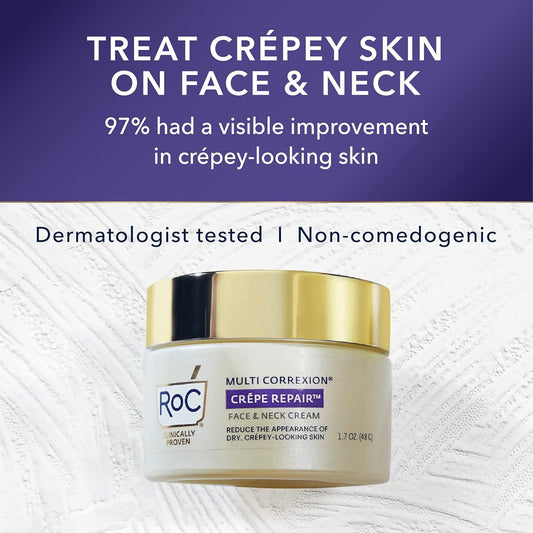 Roc Crepe Repair Anti Aging Daily Face Moisturizer & Neck Firming Cream (1.7 Oz) + Roc Retinol Wrinkle Smoothing Capsules (7 Ct), Skin Care Routine For Women And Men