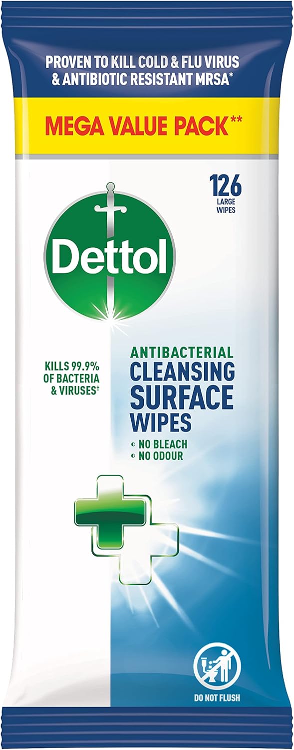 Dettol Antibacterial Disinfectant Surface Cleaning Wipes, 126 Count, Pack of 2 - Ideal for First Aid Kit and Workplace Hygiene : Amazon.co.uk: Grocery
