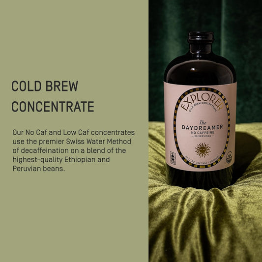Explorer Cold Brew Organic Liquid Coffee Concentrate, Daydreamer Decaf, Drink Iced Or Hot, 32 Fl Oz, Makes 20+ Cups