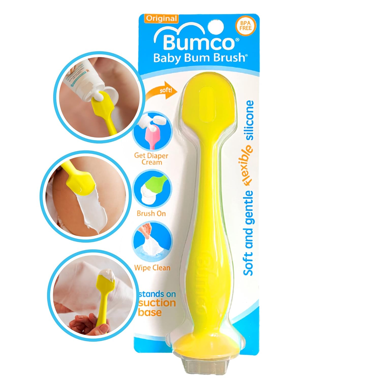 Bumco Diaper Cream Spatula - BPA-Free Butt Paste Diaper Cream Applicator, Soft & Flexible Diaper Rash Cream Applicator, Butt Spatula Baby, Mom-Invented Diaper Bag Essentials (Yellow)