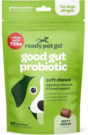 Dog Probiotic Chews for Gut Health with Prebiotic FOS Fiber and Pumpkin Seed Fiber - Digestive, Immune & Bowel Health Support – Probiotic for Dogs Healthy Pets Treats - 60 Healthy Pet Chews