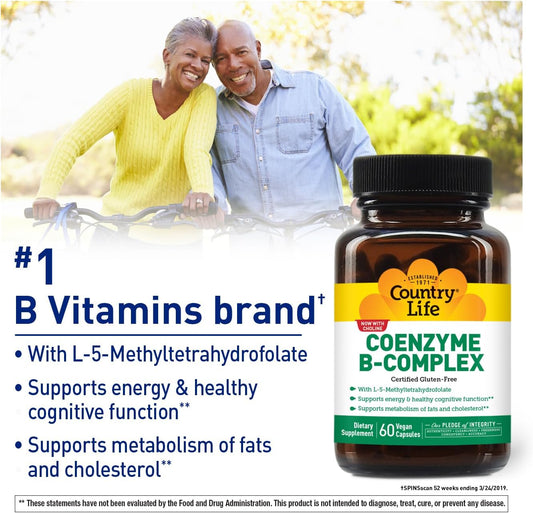 Country Life, Coenzyme B-Complex Vitamin, Support Energy And Metabolism, Daily Supplement, 60 Ct