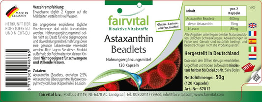 Fairvital | Astaxanthin 15mg per day - HIGH DOSAGE - 120 capsules - microencapsulated in AstaPure® beadlets