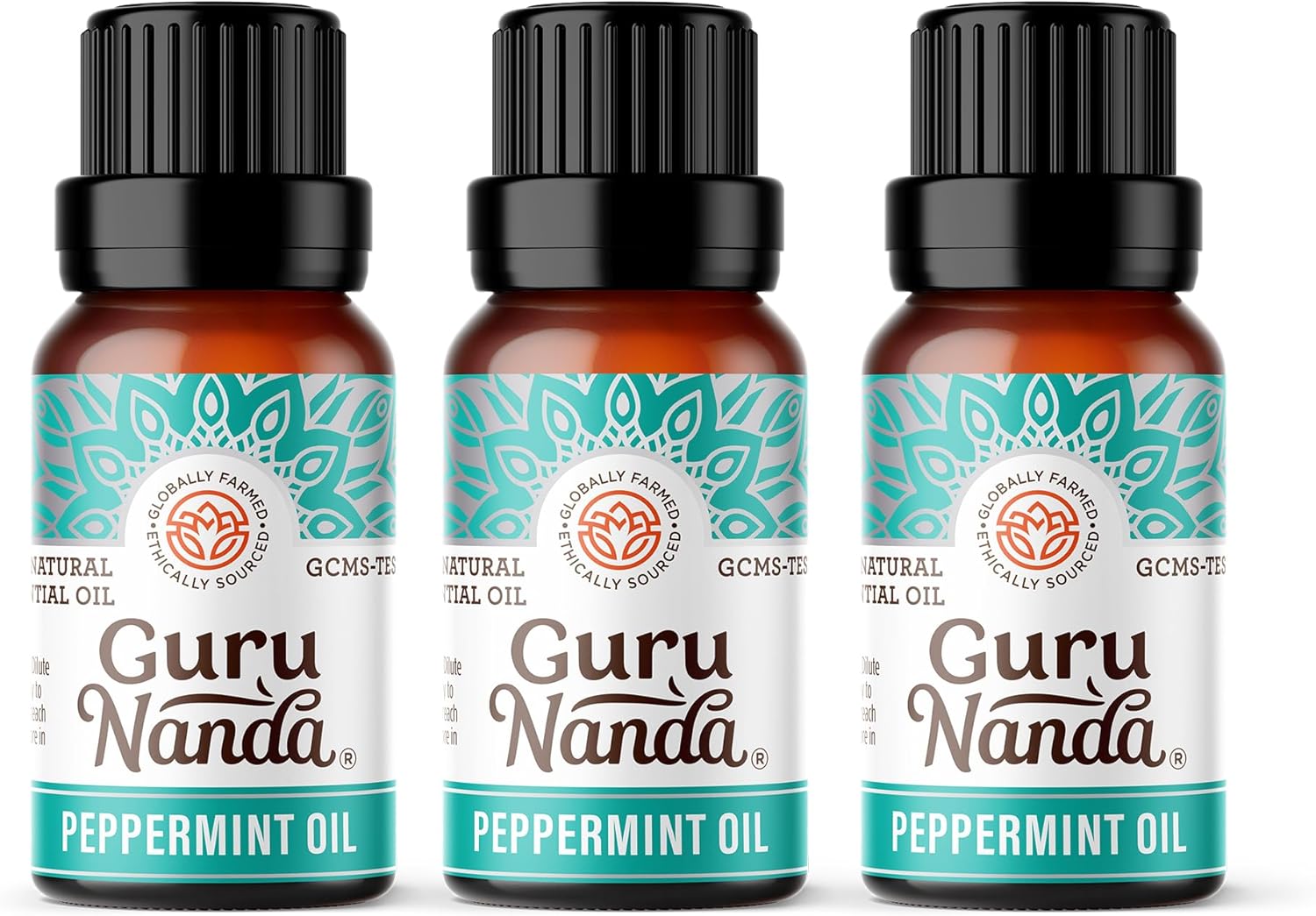 Gurunanda Peppermint Essential Oil, 100% Pure, Natural & Undiluted Aromatherapy Oil For Diffusers & Diy Recipes, Promotes Mental Clarity (3X1 Fl Oz)