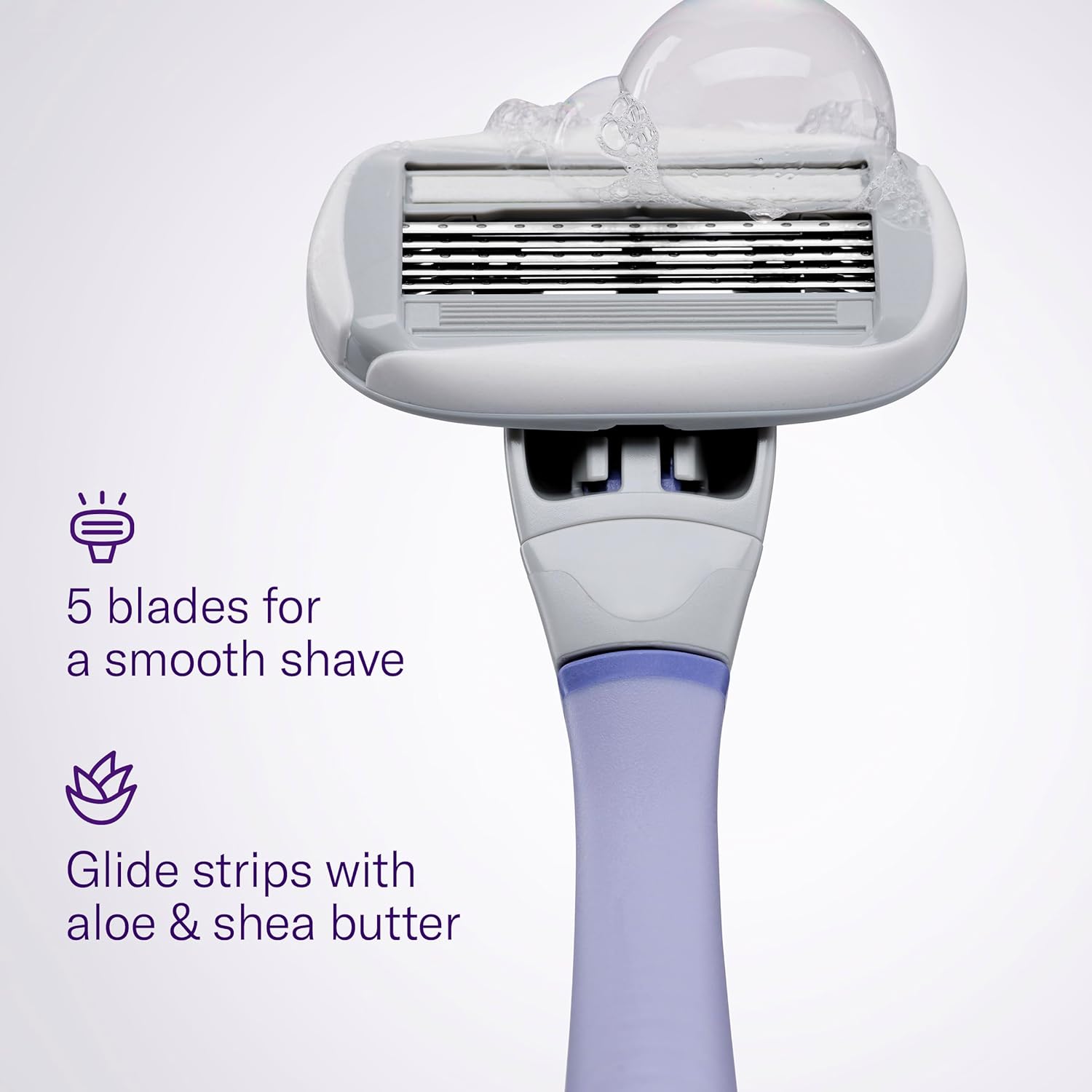 FLAMINGO 5-Blade Razors for Women - 1 Razor Handle + 1oz Foaming Shave Gel + 1 Shower Holder - Lilac : Beauty & Personal Care
