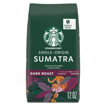 Starbucks Whole Bean Coffee, Dark Roast Coffee, Sumatra, 100% Arabica, 1 Bag (12 Oz)