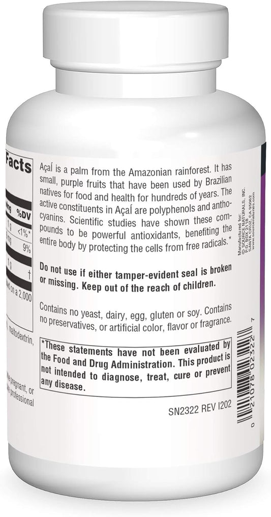 Source Naturals Acai Extract, Superantioxidant From Brazil, 500 Mg - 240 Vegetarian Capsules