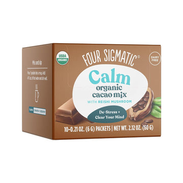 Four Sigmatic Mushroom Cacao with Reishi, Organic Reishi Mushroom Powder, Natural Calm, Relax, Sleep, Paleo, 10 Count