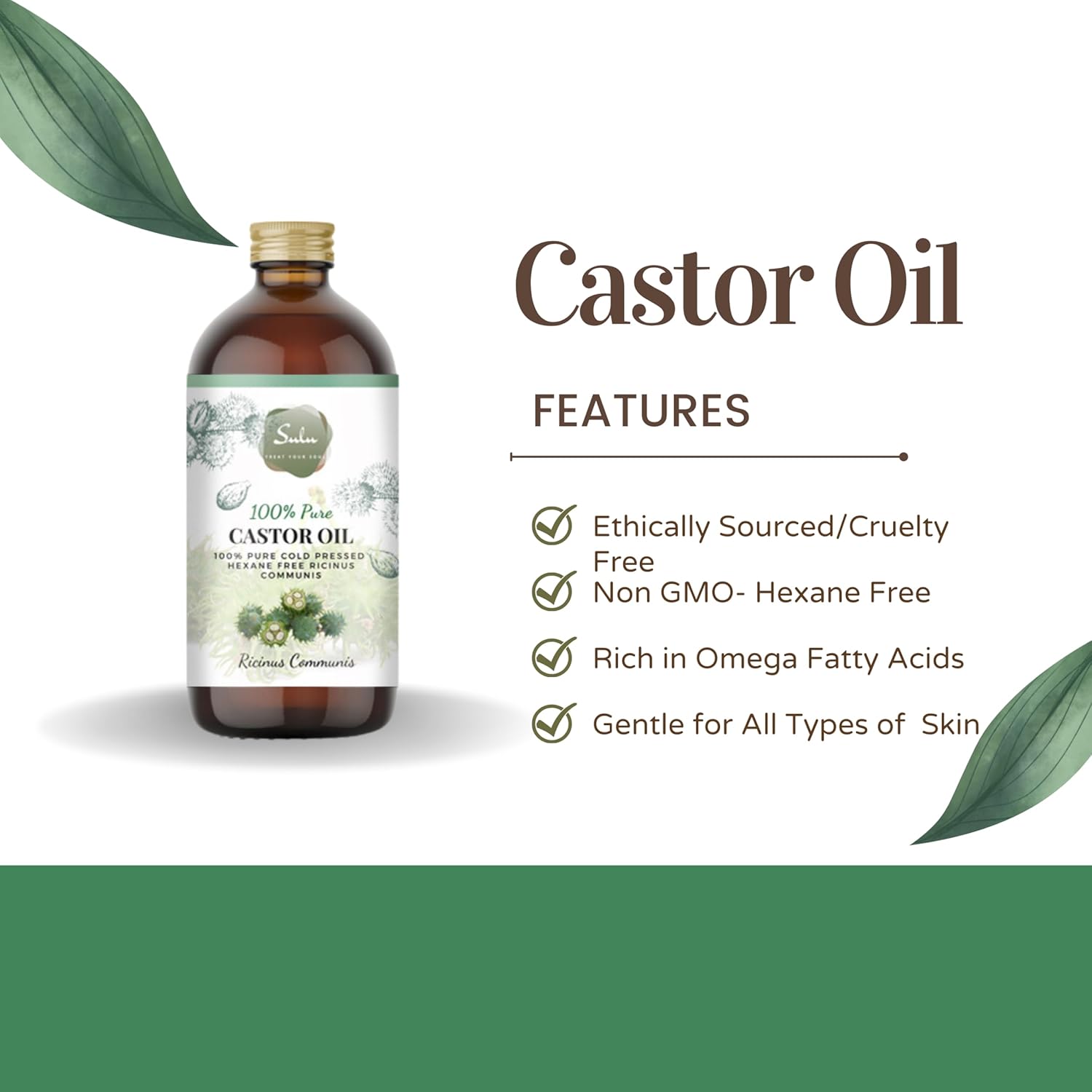 SULU ORGANICS 4 lbs 100% COLD PRESSED HEXANE FREE CASTOR OIL PREMIUM QUALITY : Health & Household