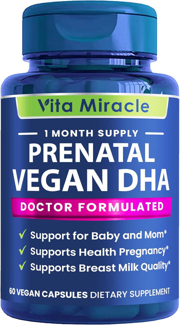 Prenatal Dha Supplements - Vegan 800Mg Dha Dpa Plant Based Omega 3 - Best For Optimal Mom And Baby Health - Supports Baby Brain And Eye Development Prenatal For Women No Fish Oil
