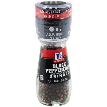 Mccormick Black Peppercorn Grinder, 1.24 Oz (Pack Of 6) - One 6 Pack Of 1.24 Ounce Glass Bottles Of Black Peppercorn Grinders, Best For Tabletop Use