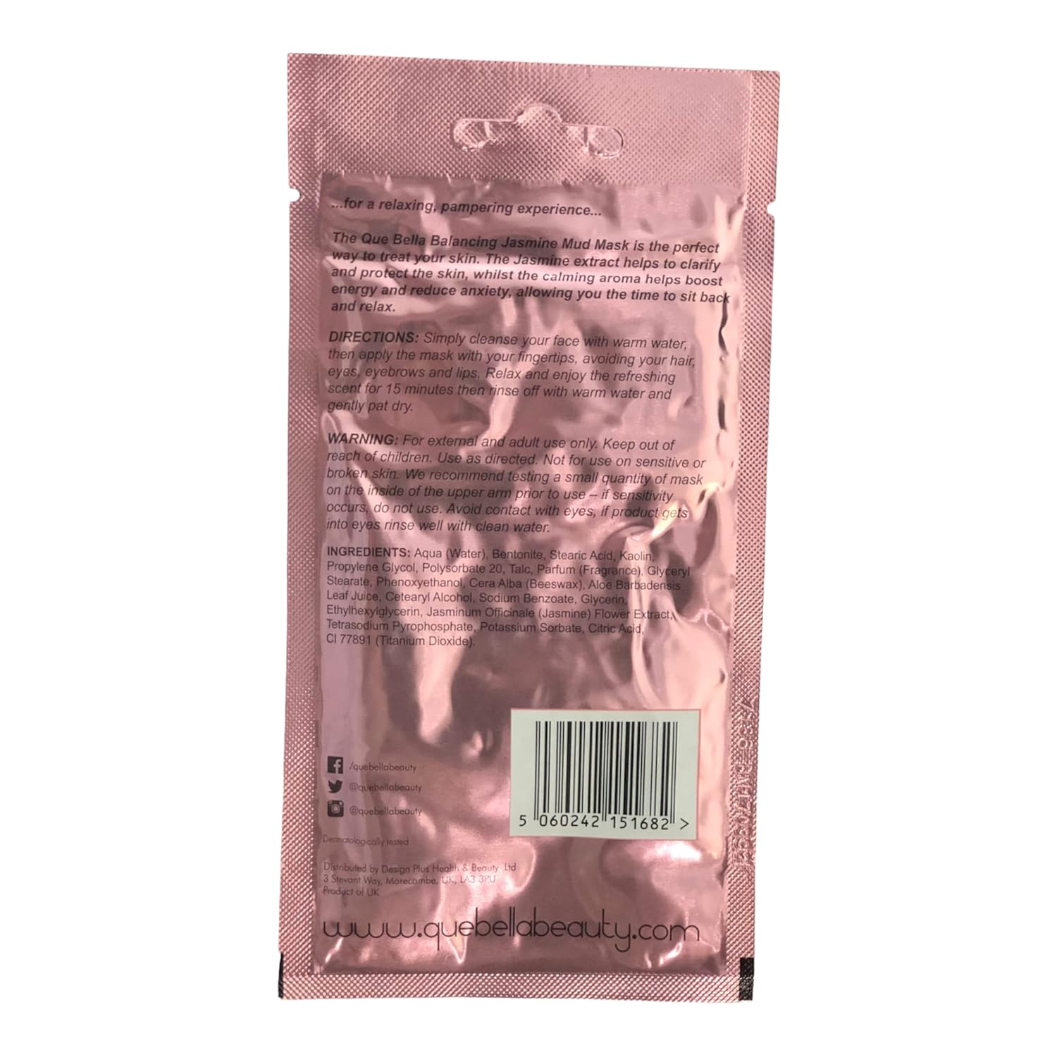 5 Pack Que Bella Professional, Balancing Jasmine Mud Mask Facial Treatment 0.5 Oz