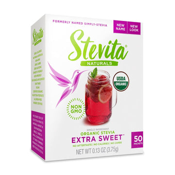 Stevita Organic Stevia Extra Sweet - 50 Packets - All-Natural, No Calorie Sweetener - Usda Organic, Non-Gmo, Vegan, Kosher, Keto, Paleo, Gluten Free - 50 Servings - 2 Pack