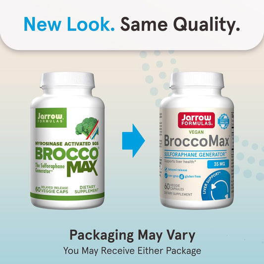 Jarrow Formulas Broccomax Sulforaphane Generator 35Mg W/Sulforaphane Glucosinolate & Myrosinase, Dietary Supplement For Liver Health Support, 60 Delayed Release Veggie Caps, 30 Day Supply(Pack Of 12)