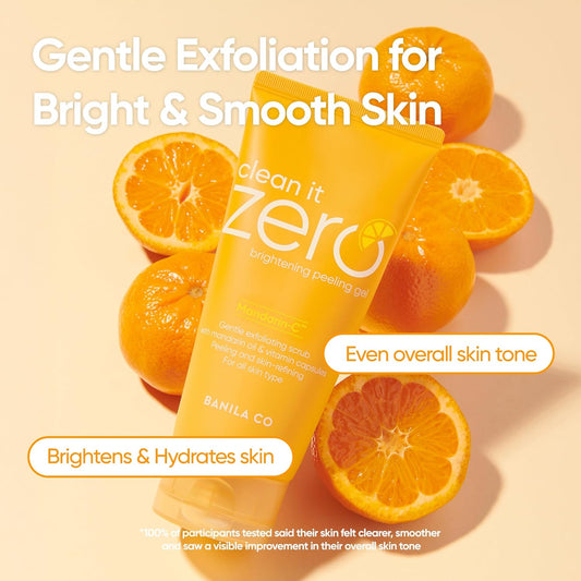 Banila Co Clean It Zero Brightening Peeling Gel | Gentle Exfoliating Scrub With Mandarin Orange Extract, Korean Skincare For Smooth & Radiant Skin (120Ml / 4.05 Fl.Oz)