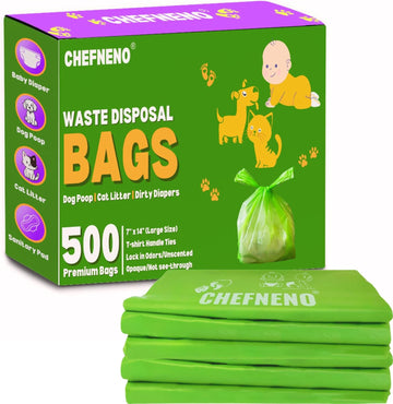 Baby Diaper Bag Disposable Biodegradable Unscented Easy Tie Handles (500 Bags) Made W/Epi Additive Bulk Diaper Sacks Dog Poop Waste Bags Cat Litter Clump & Poop Bags Sanitary Pad Waste Bags (500 Ct.)