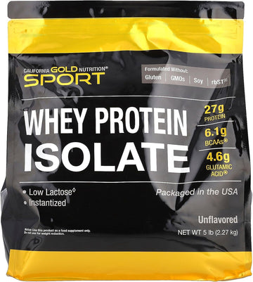 California Gold Nutrition Sport, Whey Protein Isolate, Unflavored, 5 Lb (2.27 Kg)