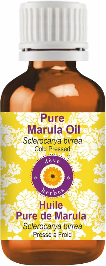 Deve Herbes Marula Oil (Sclerocarya Birrea) | Cold Pressed | Pure | Natural | Undiluted | For Diluting Essential Oils | For Skin & Massage | Non-Sticky| Lightweight| Men & Women | 15Ml (0.50 Oz)