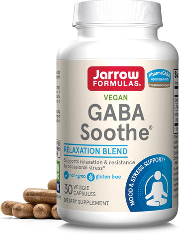 Jarrow Formulas Gaba Soothe, 3 Ingredient Dietary Supplement For Relaxation And Occasional Stress, 30 Veggie Capsules, 30 Day Supply