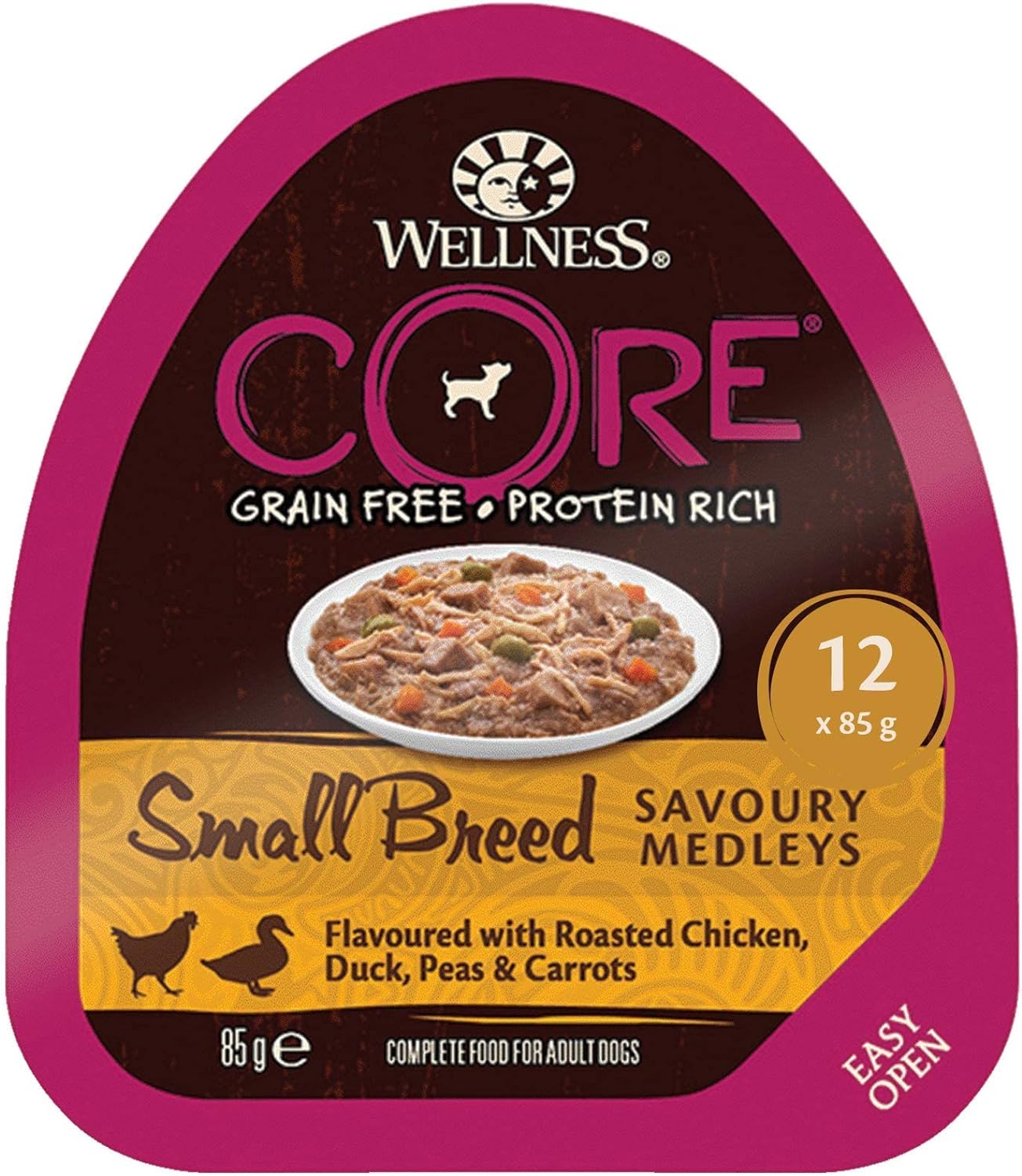 Wellness CORE Small Breed Savoury Medleys, Dog Food Wet for Smaller Breed, Grain Free, High Meat Content, Chicken and Duck, 85 g (Pack of 12)?10453