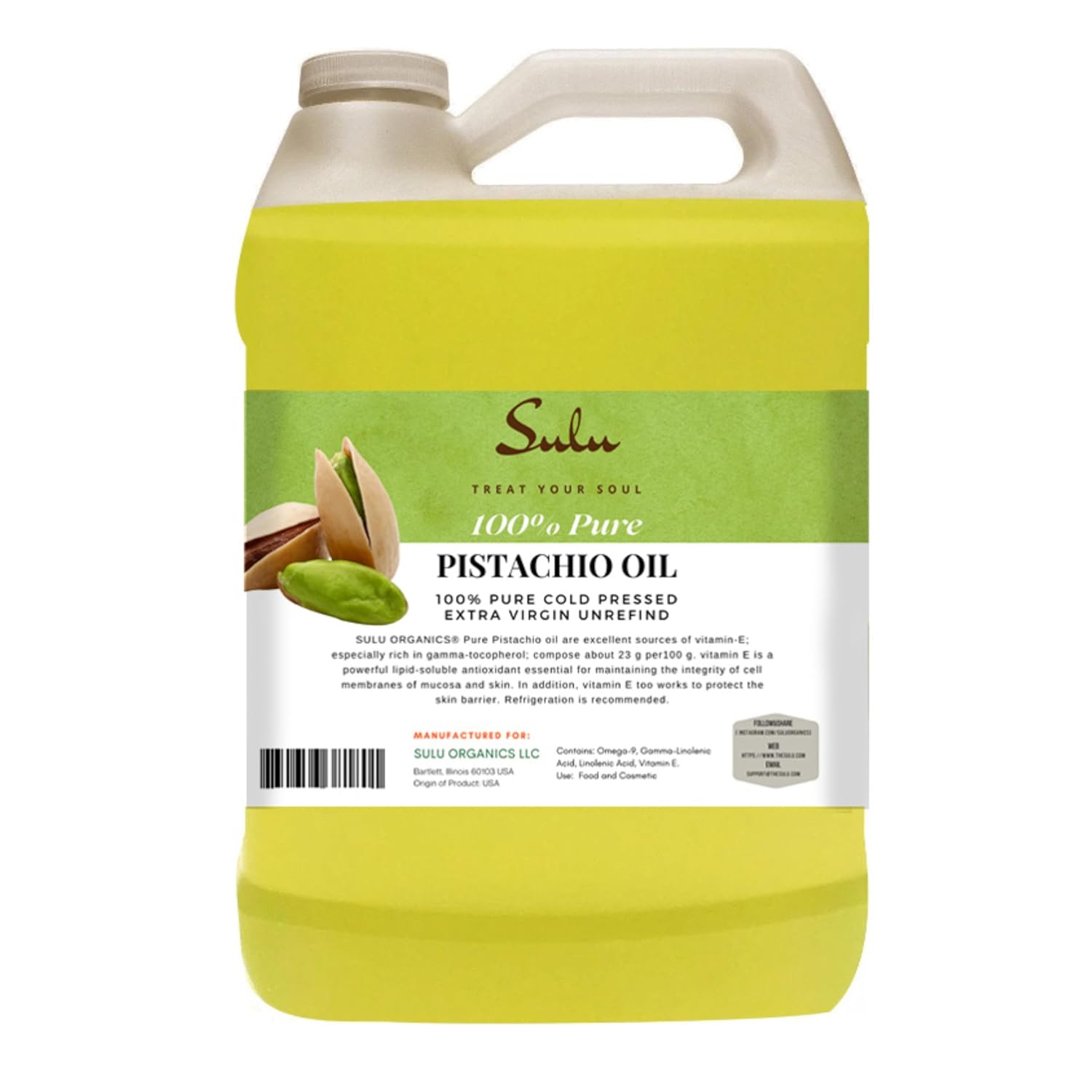 Sulu Organics 100% Pure Organic Extra Virgin Unrefined Pistachio Oil (8 Oz)