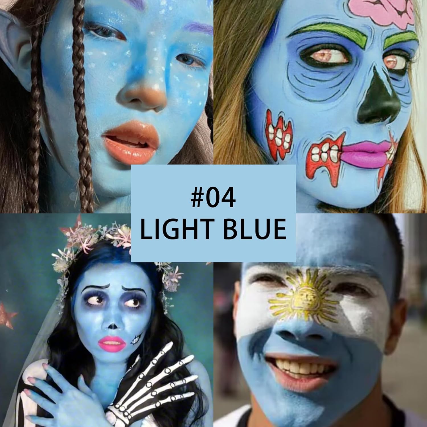 Kyda Blue Face Paint - Light Blue Body Paint Stick For Halloween, Corpse Bride Avatar Sally Cosplay Sfx Makeup : Beauty & Personal Care