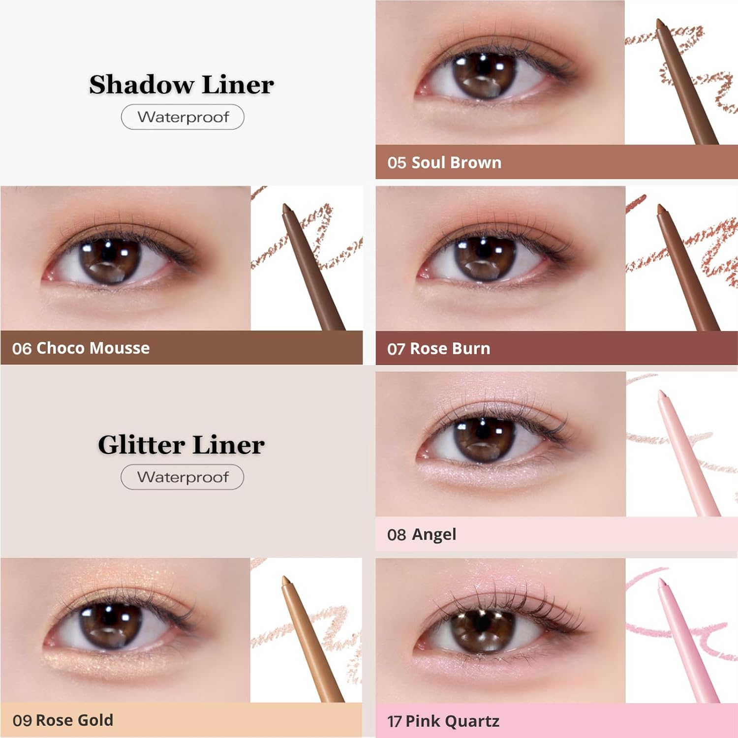 Bbia Last Auto Gel Eyeliner 17 Color – Multi-Use Longwear & Waterproof Mechanical Eye Liner Easy Drawing With Smooth Texture Smudge-Resistant Shadow & Glitter Vegan Korea Eye Makeup (09 Rose Gold) : Beauty & Personal Care