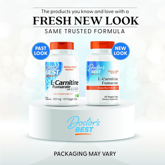 Doctors Best L-Carnitine Fumarate, Helps Burn Body Fat, Non-Gmo, Gluten Free, Soy Free, Vegan 60 Veggie Caps