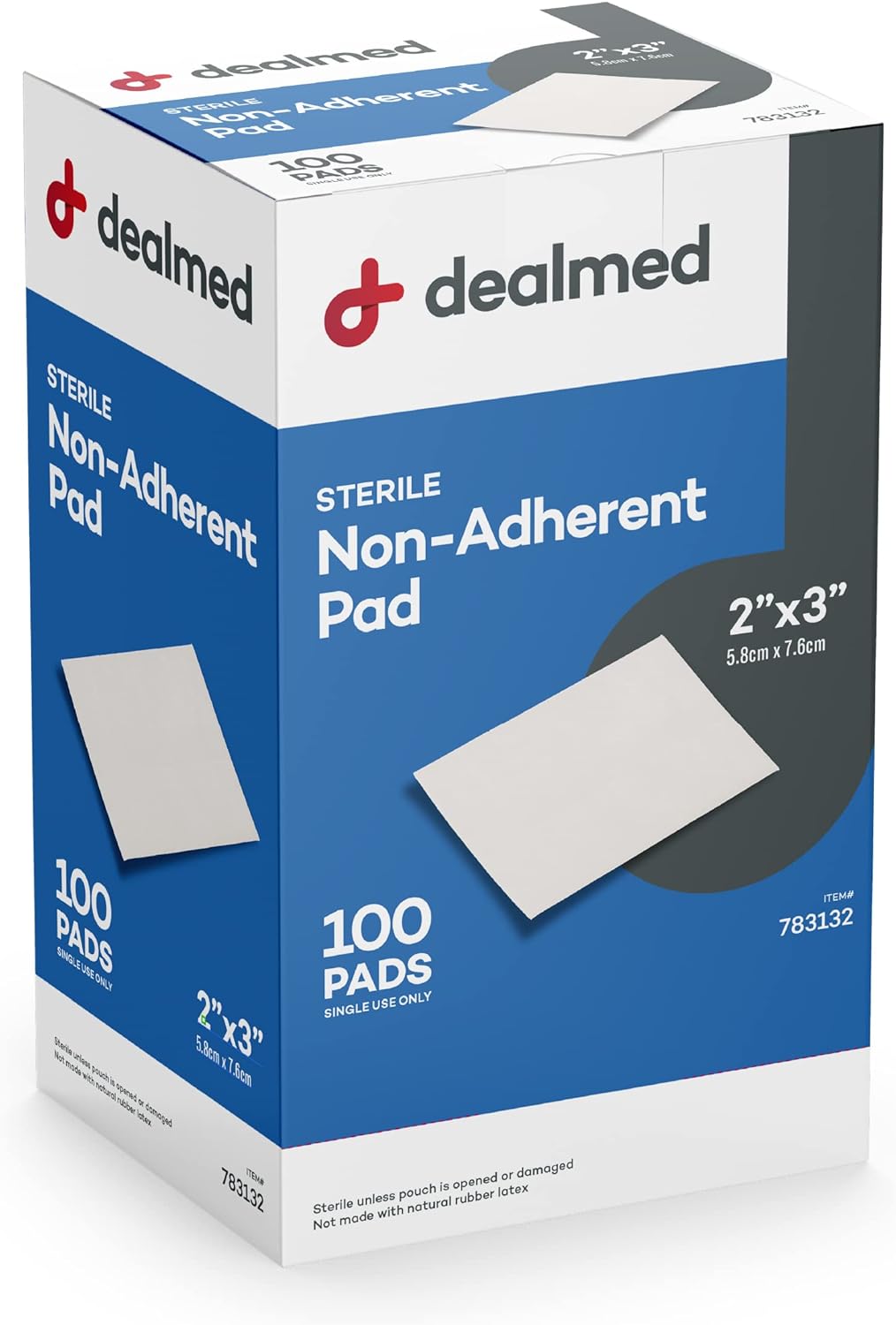 Dealmed Sterile Non-Adherent 2" X 3" Gauze Pads Non-Adhesive Wound Dressing, Highly Absorbent & Non-Stick, Painless Removal-Switch, Individually Wrapped For Extra Protection (Box Of 100)