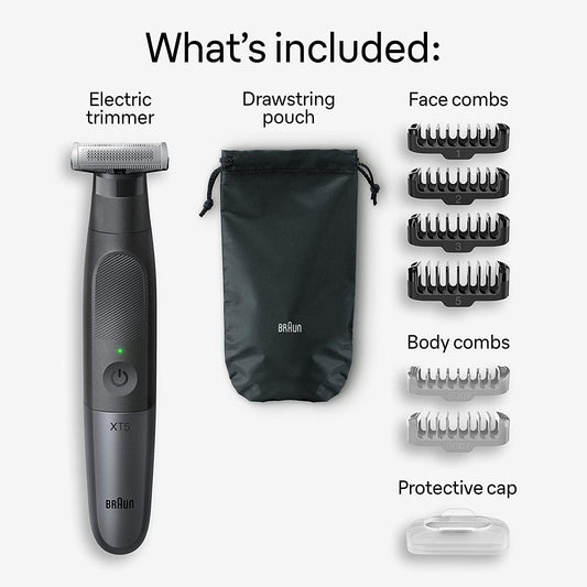 Braun Series Xt5 – Beard Trimmer, Shaver And Electric Razor For Men, Body Grooming Kit For Manscaping, Durable One Blade, One Tool For Stubble, Hair, Groin, Underarms, Xt5100