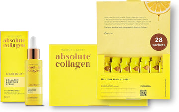Absolute Collagen Better Together Bundle, 8000Mg Marine Liquid Collagen Supplement With Vitamin C & Collagen Boosting Face Serum With Bakuchiol & Hyaluronic Acid, 28 Sachets & 30Ml
