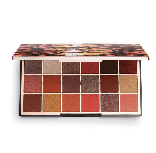 Makeup Revolution Wild Animal Eyeshadow Palette, Fierce, 18 Bold & Vibrant Shades, Crimson & Brown Hues, Vegan & Cruelty-Free, 0.52 Oz
