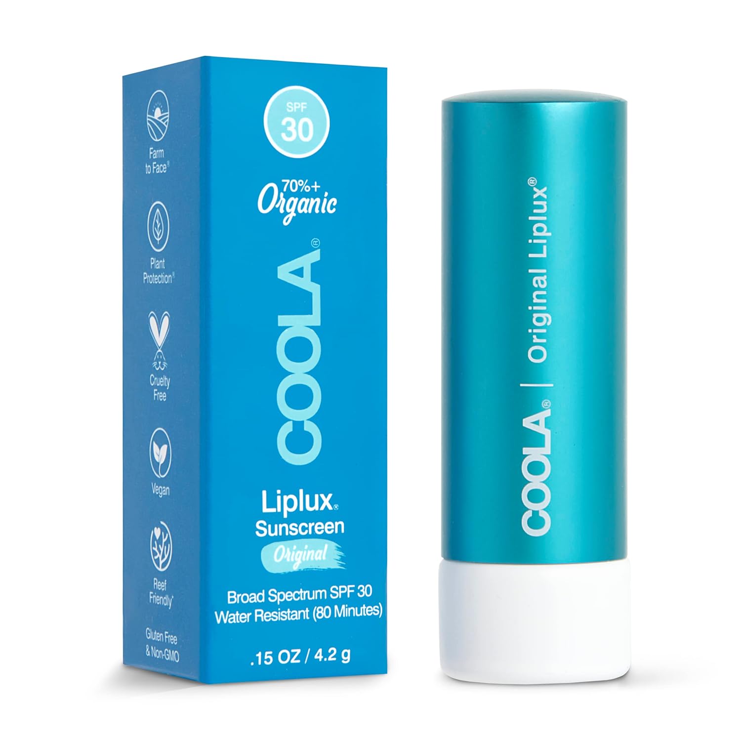 Coola Organic Liplux Lip Balm And Sunscreen With Spf 30, Dermatologist Tested Lip Care For Daily Protection, Vegan And Gluten Free, 0.15 Oz