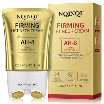 Ah-8 Firming Neck Cream With Roller - Neck And Chest Firming Cream To Lift, Tighten & Smooth Sagging Skin, Reduce Wrinkles & Hydrate For Youthful Neck, 4.23 Fl Oz