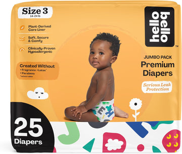Hello Bello Premium Baby Diapers Size 3 I 25 Count Of Disposable, Extra-Absorbent, Hypoallergenic Baby Diapers With Snug And Comfort Fit I Alphabet Soup